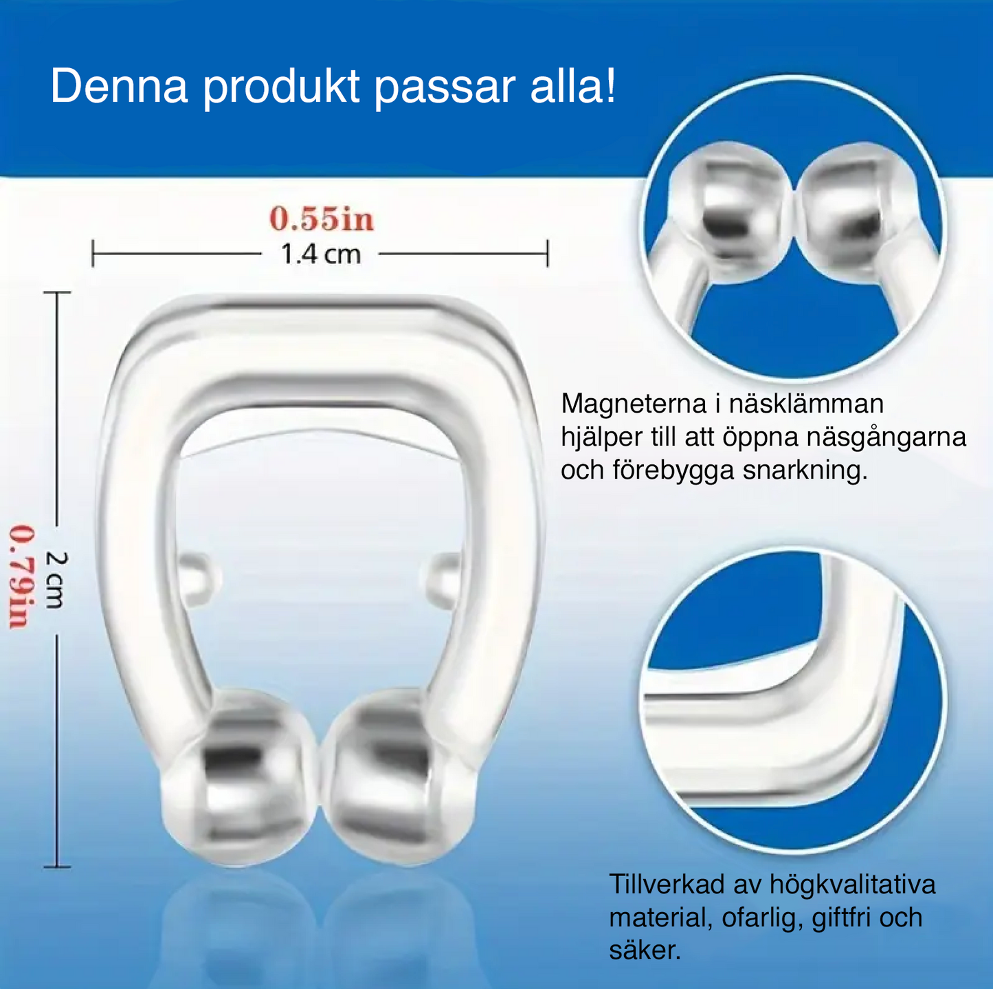 Magnetiske næseklemmer mod snorken (5 stk.)