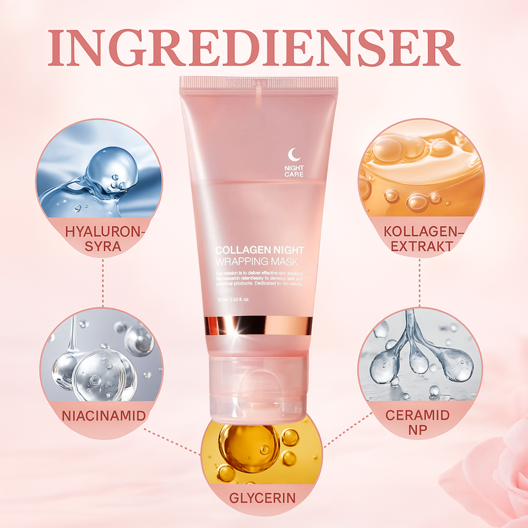 Lysende kollagen natmaske 75 ml – Fugtighed og fasthed natten over