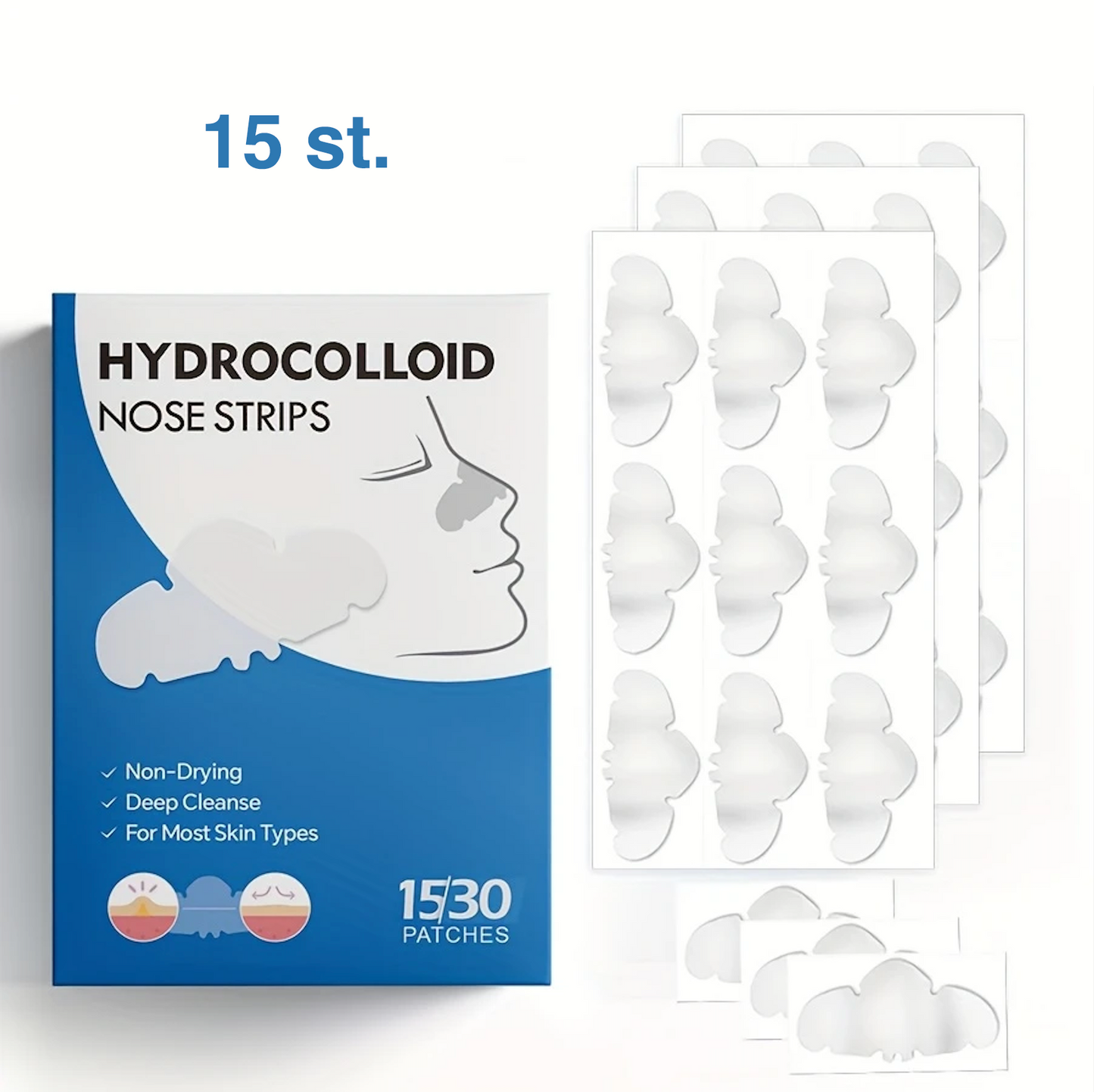 Hudormemaskeplaster – Dybderensende for porer (15 stk.)