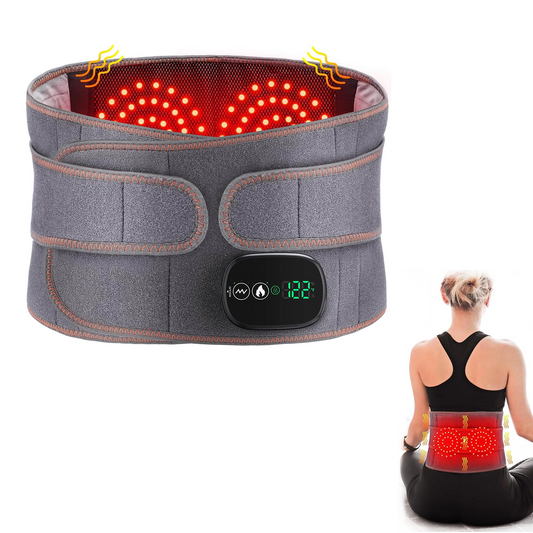 Trådlöst värmebälte med massage för rygg & midja – Rödljusterapi, lång batteritid & justerbar värme